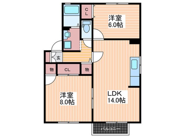 サンヒルズＤ棟の物件間取画像